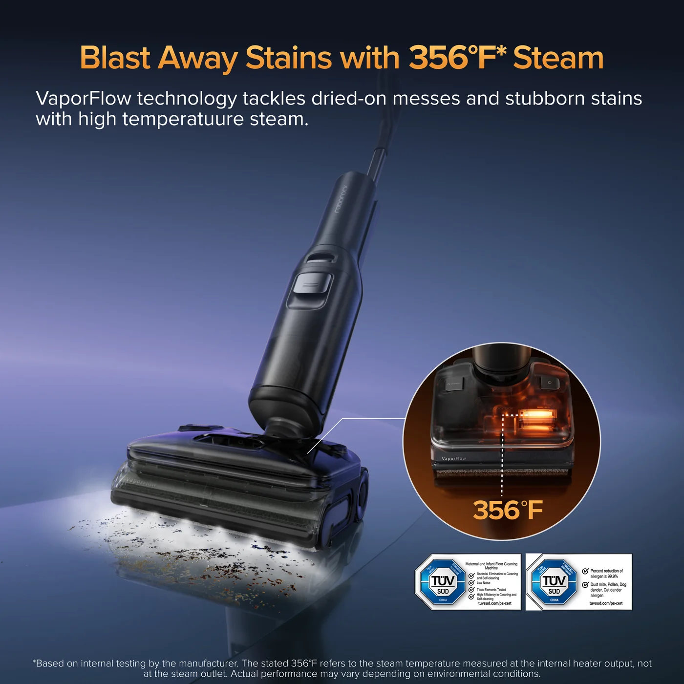 roborock f25 ultra nat- en droogzuiger met stoom en hoge temperatuur cl